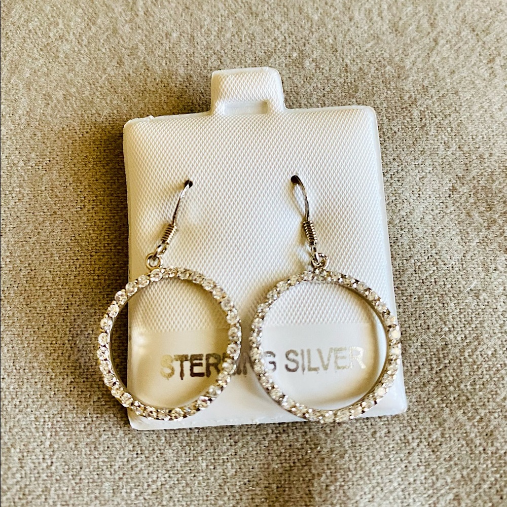 Sterling silver circle earrings with clear crystals